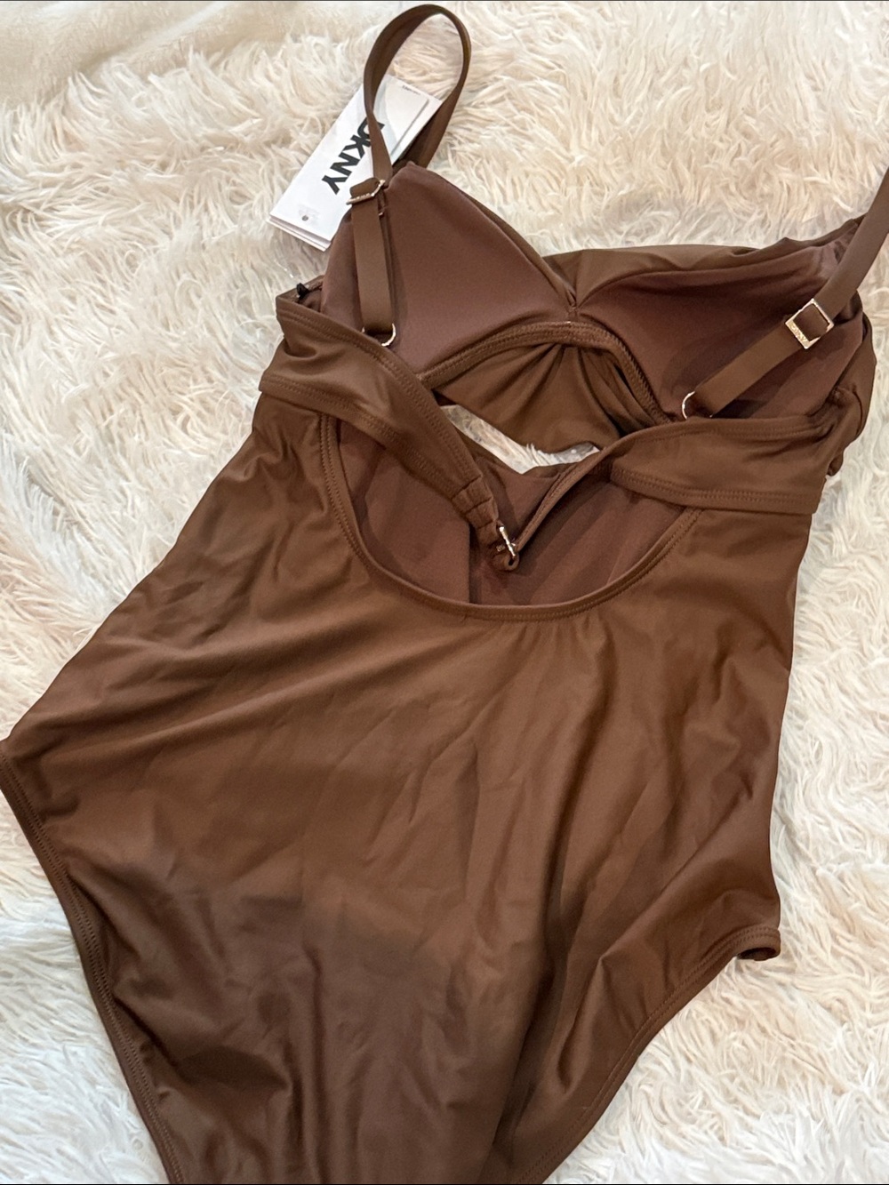 Nwt DKNY Brown One-Piece Swimsuit M - Picture 8 of 10